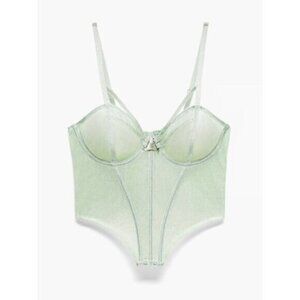 Savage Fenty Going Platinum Mesh Green Mist Bustier XS